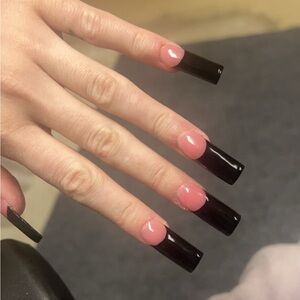 Black and Pink Acrylic Press-On Nails